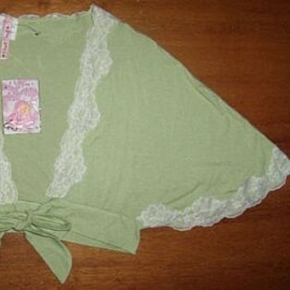 Vintage rare tie-front fun fashion sexy lace trim shrug crop top - Picture 2 of 2